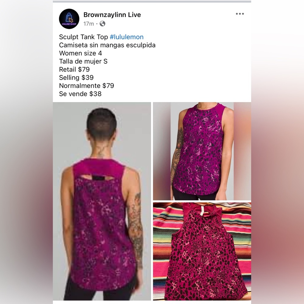 Sculpt Tank Top #lululemon 
Camiseta sin mangas esculpida 
Women size 4
